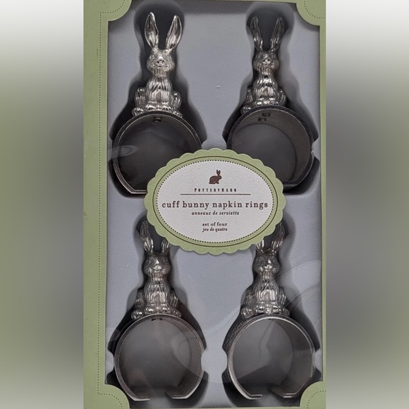 Pottery Barn Silver Rabbit Napkin Rings - Picture 2 of 7